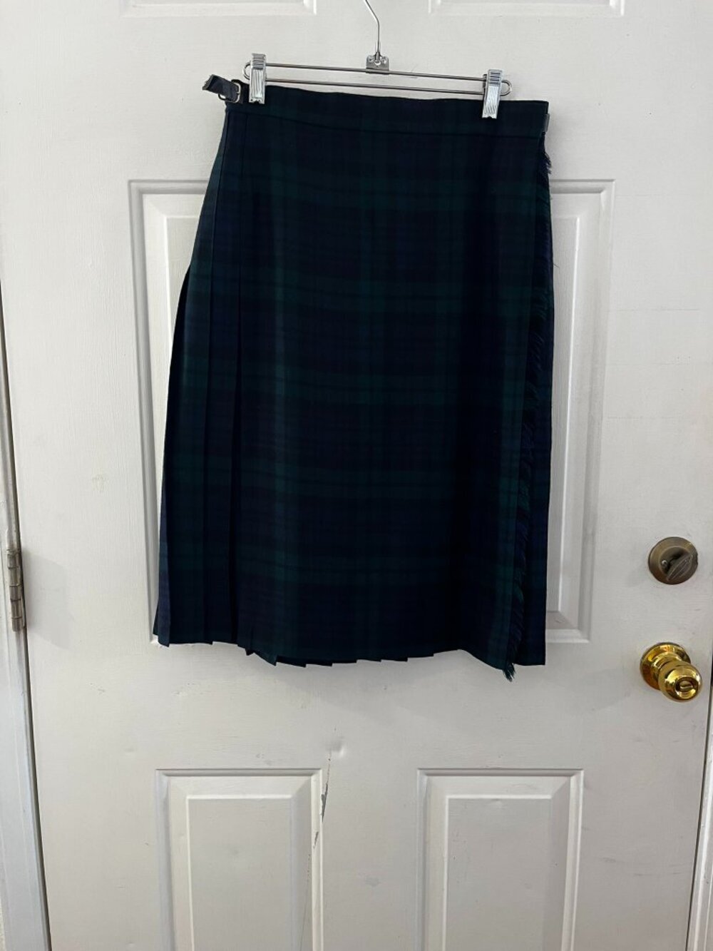 Highland Home Industries Blue/Green Plaid 100% Pure New Wool Classic Skirt Sz 12 - Picture 4 of 8